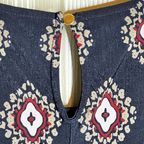 Dana Buchman Sleeveless Shift Dress Sz L Blue Multicolor Print Lined Lightweight - Picture 4 of 7